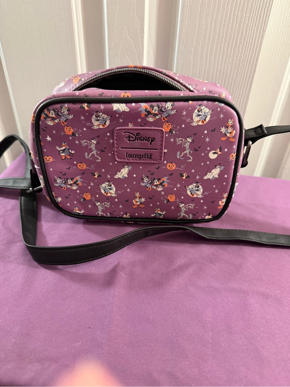Loungefly Purple Disney Halloween Crossbody Bag with Character Print